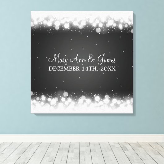 Elegante bruiloft gunst Magic Sparkle Black Canvas Afdruk (Insitu (Houten vloer))