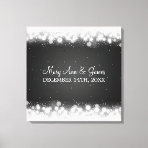 Elegante bruiloft gunst Magic Sparkle Black Canvas Afdruk