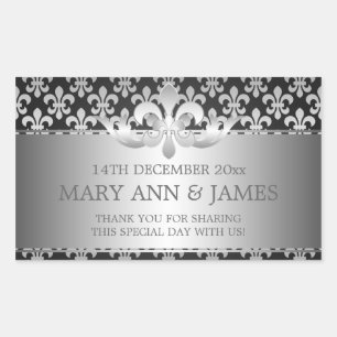 Elegante bruiloft gunst tag Fleur de Lis zwart Rechthoekige Sticker