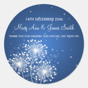 Elegante bruiloft gunst tag zomer sparkle saffier ronde sticker