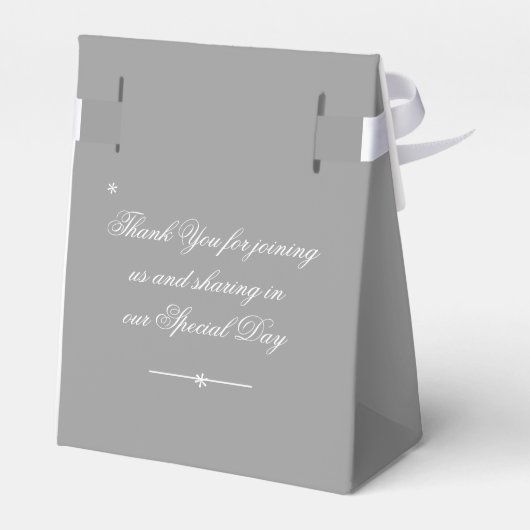 Elegante bruiloft gunsten namen moderne chique gri bedankdoosjes (Achterkant)
