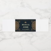 Elegante bruiloft gunsten rustiek zwart modern waterfles etiket (Enkel label)