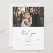 Elegante bruiloft handgeschreven dank u 2 foto's bedankkaart (Achterkant)