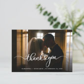 Elegante bruiloft handgeschreven scriptfoto bedankkaart (Staand voorkant)