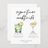 Elegante bruiloft handtekening cocktails menu (Voorkant / Achterkant)