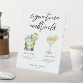 Elegante bruiloft handtekening cocktails menu reclamebord met voetstuk (Insitu)