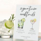 Elegante bruiloft handtekening cocktails menu reclamebord met voetstuk