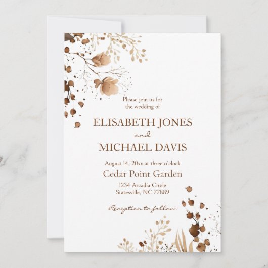 Elegante bruiloft Herfst | herfstbloem Kaart (Voorkant)