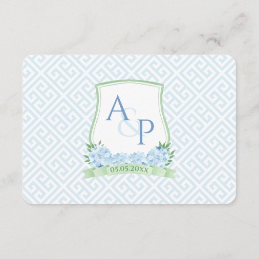 Elegante bruiloft Hydrangea Crest Maaltijd Keuze A Informatiekaartje (Achterkant)