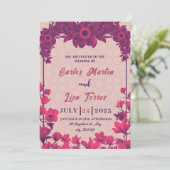 Elegante bruiloft in beige, roze bloemen kaart (Staand voorkant)