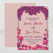 Elegante bruiloft in beige, roze bloemen kaart (Voorkant / Achterkant)