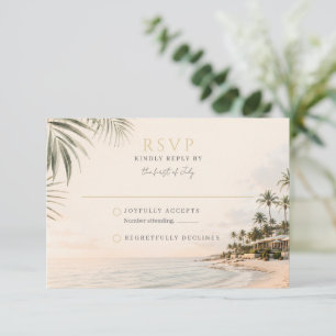 Elegante bruiloft in een beach resort RSVP kaartje