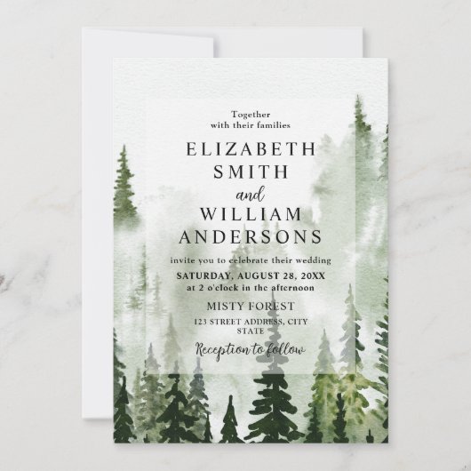 Elegante bruiloft in het bos kaart (Voorkant)