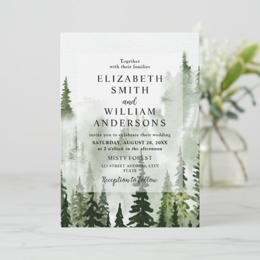 Elegante bruiloft in het bos kaart (Staand voorkant)