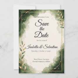 Elegante Bruiloft in Minimalistische Luxe Emerald Save The Date