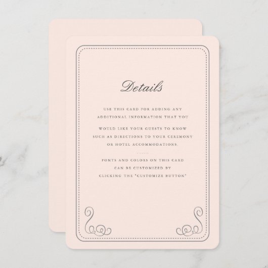 Elegante bruiloft invoegen informatiekaartje (Voorkant / Achterkant)