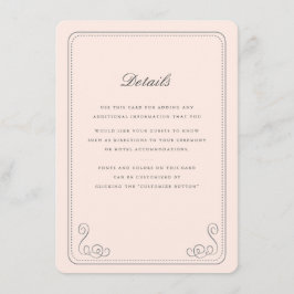 Elegante bruiloft invoegen informatiekaartje