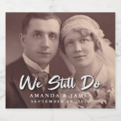 Elegante bruiloft Jubileum foto Sparkling Wijnetiket (Enkel label)