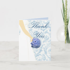 Elegante bruiloft jurk blauw dank u kaart