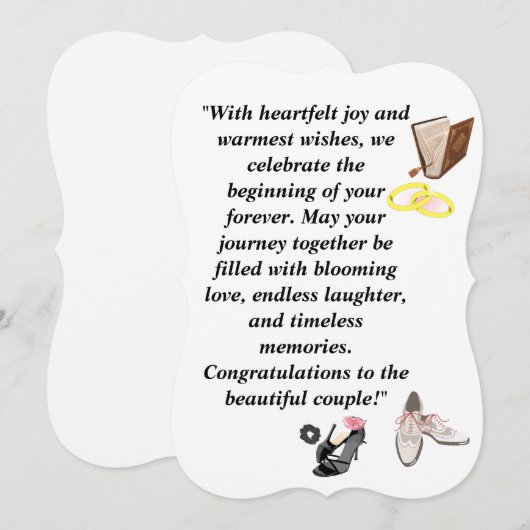 Elegante bruiloft Kaart – Chic zwarte hakken met r (Voorkant / Achterkant)