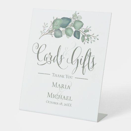 Elegante bruiloft Kaarten en geschenken bladeren Reclamebord Met Voetstuk (Voorkant)