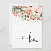 Elegante bruiloft kalligrafie Bloemen & Gouden Con Kaart (Achterkant)