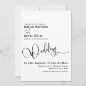 Elegante bruiloft kalligrafie, eenvoudig zwart wit kaart (Voorkant)