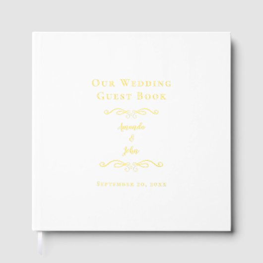 Elegante bruiloft kalligrafie script Classic Gold Gastenboek (Voorkant)
