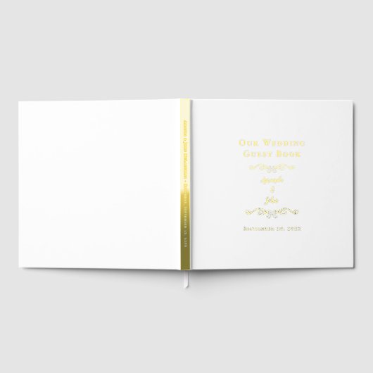 Elegante bruiloft kalligrafie script Classic Gold Gastenboek (Volledig)