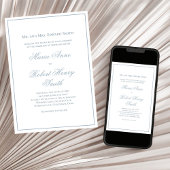Elegante bruiloft kalligrafie script Dusty Blue Kaart