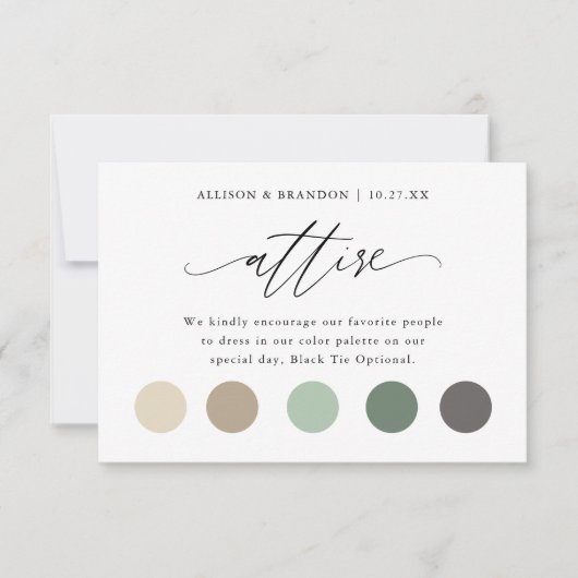 Elegante Bruiloft Kleur Jurk Code Invoegen Downloa Kaart (Voorkant)