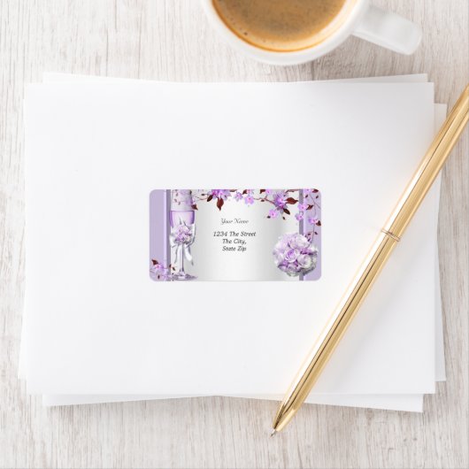 Elegante Bruiloft Lavendel Paarse Lila 4 Etiket (Insitu)