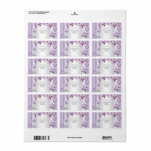 Elegante Bruiloft Lavendel Paarse Lila 4 Etiket (Full Sheet)
