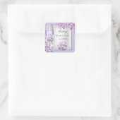 Elegante Bruiloft Lavendel Paarse Lila 4 Vierkante Sticker (Tas)