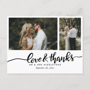 Elegante bruiloft liefde en Bedankt   Twee foto's Briefkaart