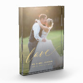 Elegante bruiloft liefde goud script Mr en Mrs gew Fotoblokken (Links)