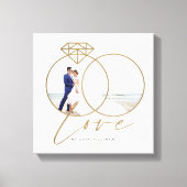 Elegante bruiloft liefde gouden diamanten ringen f canvas afdruk (Voorkant)