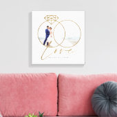 Elegante bruiloft liefde gouden diamanten ringen f canvas afdruk (Insitu (Woonkamer))