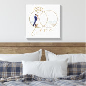 Elegante bruiloft liefde gouden diamanten ringen f canvas afdruk (Insitu (Slaapkamer))