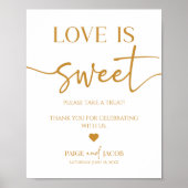 Elegante bruiloft liefde is lief trakteren tafel t poster (Voorkant)