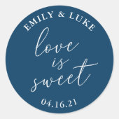 Elegante bruiloft liefde is zoete bruiloft gunst ronde sticker (Voorkant)