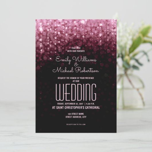 Elegante bruiloft marsala licht bokeh achtergrond kaart (Staand voorkant)