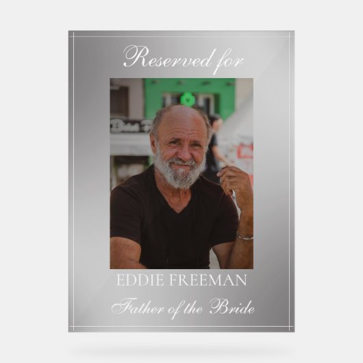 Elegante bruiloft Memorial Stoel vignet foto Acryl Bord (Voorkant)