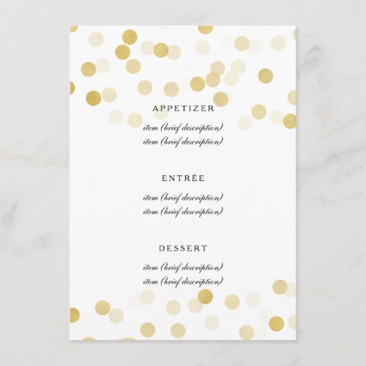 Elegante bruiloft Menu Faux Gold Folie Glitter Lic (Voorkant)