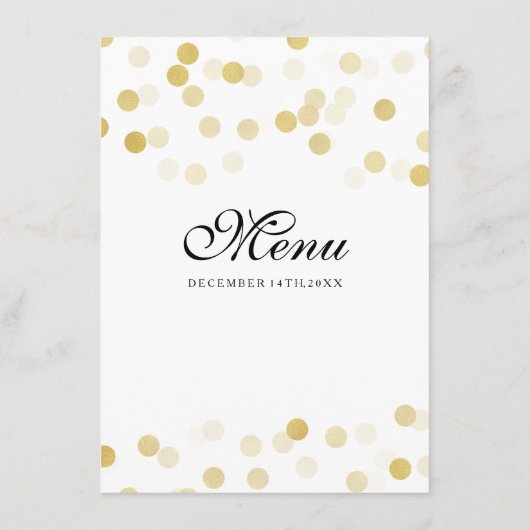 Elegante bruiloft Menu Faux Gold Folie Glitter Lic (Achterkant)