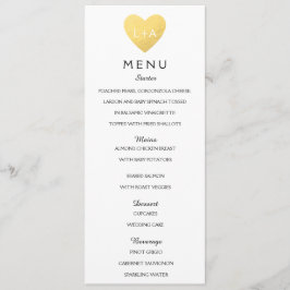 Elegante bruiloft Menu hart initialen