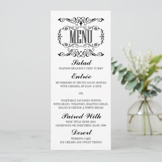  elegante bruiloft menu kaarten (Staand voorkant)