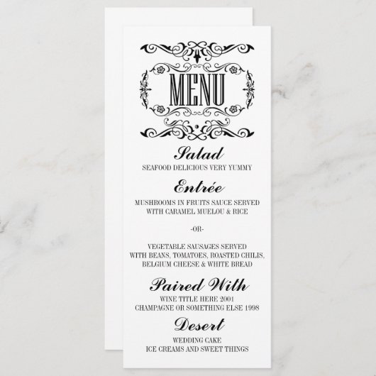  elegante bruiloft menu kaarten (Voorkant / Achterkant)