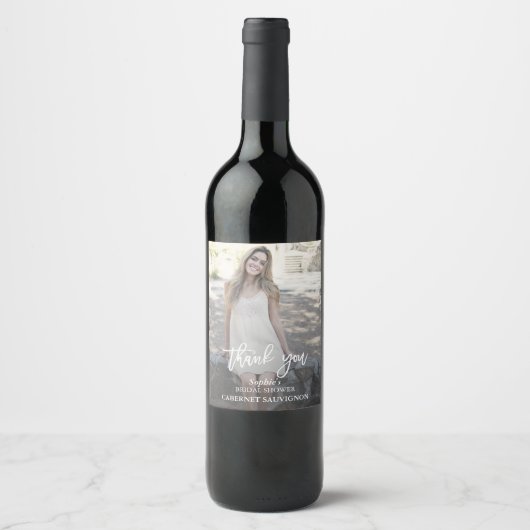 Elegante bruiloft met aangepaste foto's wijn etiket (Voorkant)