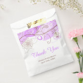 Elegante Bruiloft met Bloemige Twist in Paars Bedankzakje (Gezegeld)